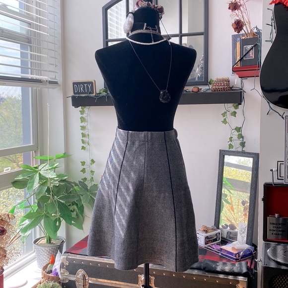 Zara Basic Collection Striped Flared High Rise Skirt - grey / black - Picture 5 of 6